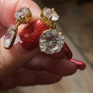 Kate Spade gold earrings with amazing stone